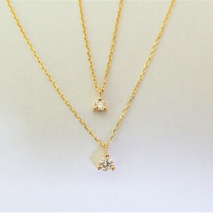 Collar de diamantes / Collar de diamantes de oro de 14 k / Collar solitario de diamantes de 3 puntas / Collar de diamantes de dama de honor / Diamante nupcial / Flotante