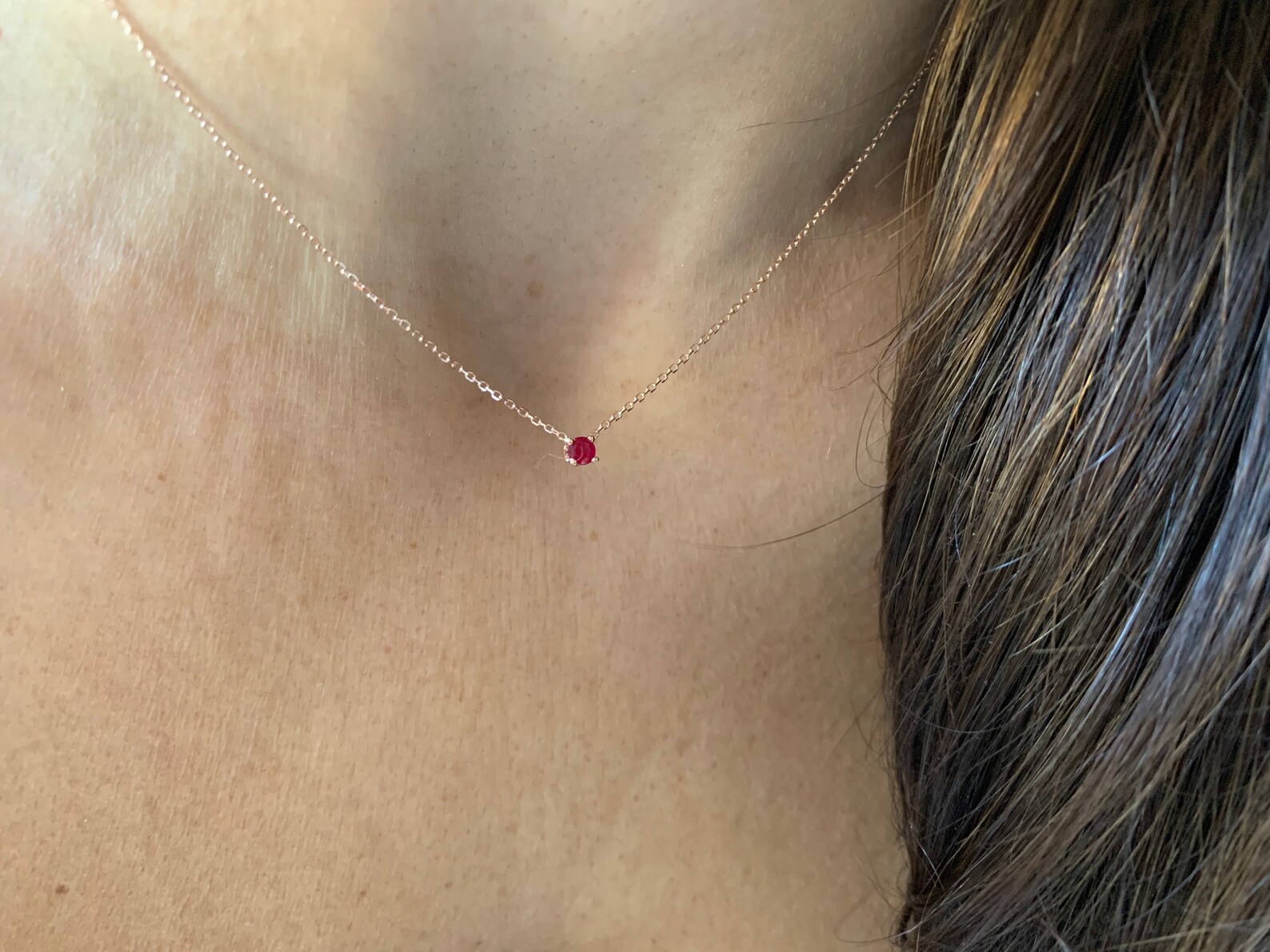 Ruby Necklace / 14k Gold Ruby Necklace 3mm / Ruby Solitaire | Etsy