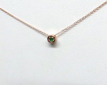 Emerald Necklace / 14k Rose Gold Emerald Necklace / Minimalist Emerald Necklace / Dainty Pendant/ Gold Emerald Necklace/ May Birthstone Gift
