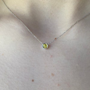 Yellow Sapphire Solitaire Necklace 4 MM / 14k Gold Yellow Sapphire Necklace / September Genuine Birthstone / Yellow Sapphire Gemstone