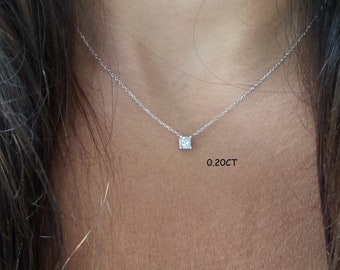 Princess Cut Diamond Necklace / Diamond 