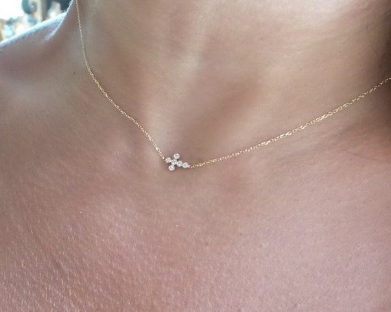 14k White Gold Diamond Sideways Cross 18in Necklace PM4691-025-WA -  BillyTheTree Jewelry