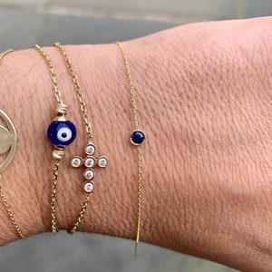 Saphir Armband 0.10ct / Saphir Solitär Armband / Blaues Saphir Armband / 14k Gold Saphir Armband / Echtes Saphir Armband