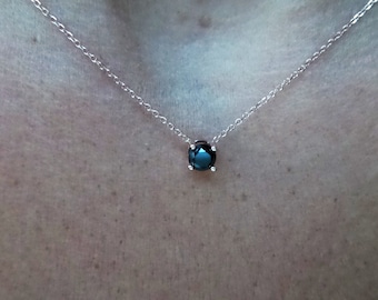 Black Diamond Necklace 0.30CT / 14k Rose Gold Black Diamond Necklace / Black Diamond Solitaire Necklace / Bridal Diamond Solitaire