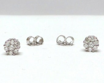 Diamond Cluster Earrings / 14k White Gold Diamond Cluster Earrings 0.26 cts / Prong Set Diamond Earrings / Diamond Flower Shape Earrings