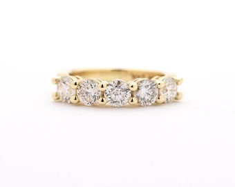 Diamond Ring 1.5cts / 14k Gold Diamond Wedding Ring / Multi Diamond Stackable Ring / Bridal Diamond Wedding Ring / 5 Diamond Wedding Ring