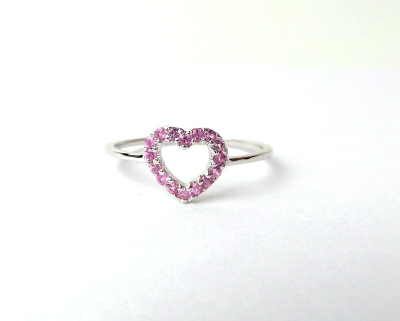 Mini Pink Sapphire Heart Ring