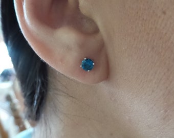Blue Topaz Earrings/ 14k Gold Blue Topaz Studs/ London Blue Topaz Earrings/ December Birthstone Earrings/ Natural Blue Gemstone/Dainty Studs