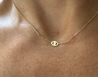 Evil Eye Necklace / Small Evil Eye Necklace / 14k Rose Gold Evil Eye Necklace / Gold Evil Eye / Layering Evil Eye Necklace