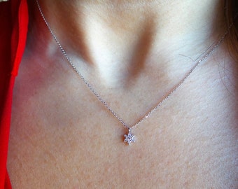 Star of David Necklace / Diamond Star of David Necklace / Mini Star of David Necklace / 14k White Gold Star of David / Dainty Star of David