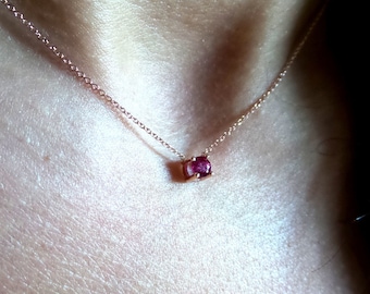 Ruby Solitaire Necklace / 14k Gold Ruby Necklace / Ruby Solitaire Necklace / Minimalist Ruby Necklace / July Birthstone Necklace