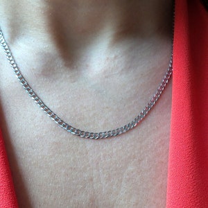 14k White Gold Cuban Link Chain Necklace - Solid Gold 3.0 mm