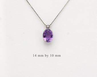 Amethyst Necklace / Silver Oval Amethyst Pendant / Genuine Amethyst Necklace / Sterling Silver Amethyst Necklace / Oval Amethyst Pendant