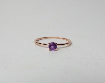 Amethyst Ring / 14k Gold Amethyst Ring / Amethyst Solitaire Ring / Amethyst Birthstone Ring / February Birthday Amethyst Ring / Stackable