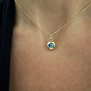 Evil Eye Necklace / 14k Gold Evil Eye Necklace / Petite Small Evil Eye Pendant / Layering Evil Eye Necklace / Minimalist Evil Eye Necklace