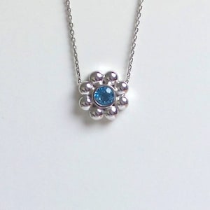 Blue Topaz Necklace 14k White Gold/ Gold Blue Topaz Necklace/ Swiss Blue Topaz/ Genuine Swiss Blue Topaz Flower Necklace/ December Gemstone