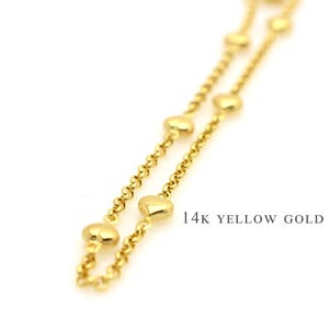 Heart ankle Bracelet / 14k Gold Puff Heart Anklet / Gift for her Heart Station Anklet / Everyday Love Anklet / Bridal Love Jewelry