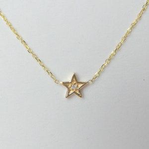 Diamond Star Necklace / Star Charm Necklace / Small Diamond Star Necklace / 14k Gold Star Charm Pendant / Celestial Star Necklace