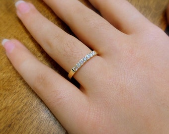 14k Gold Diamond Wedding Band/ Diamond Stackable Ring / Diamond Band /14k Yellow Gold Ring /Diamond Ring