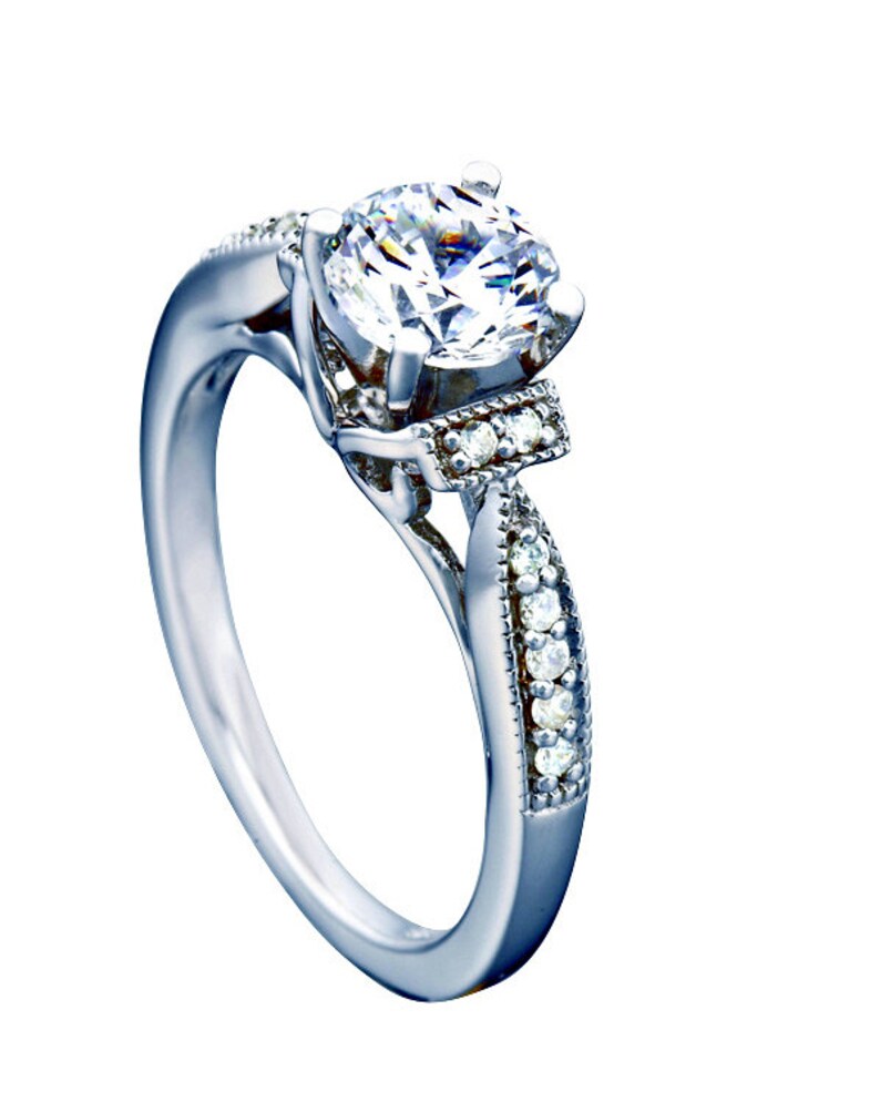 Zertifizierter Diamant Verlobungsring 0,6 ctw 14k Weißgold handgemacht Bild 2