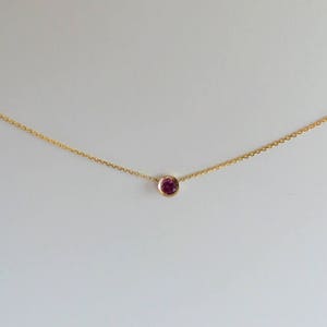 Birthstone Ruby Necklace / 14k Gold Ruby Necklace/ Delicate Ruby Necklace/ Dainty Ruby Necklace/ Solitaire Necklace/Gold Necklace