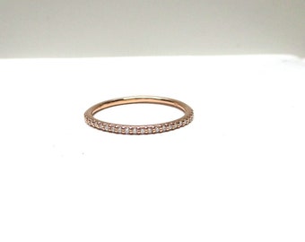 Diamond Eternity Ring 0.15 ct / 14k Rose Gold Diamond Half Eternity Ring / Diamond Stackable Ring / Thin Diamond Ring / Dainty Diamond Ring