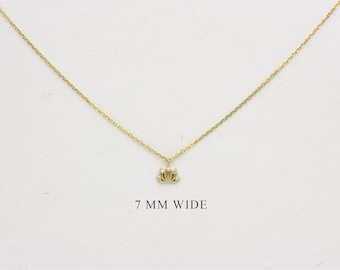 14K Gold Diamond Lotus Necklace: Dainty Yoga Pendant