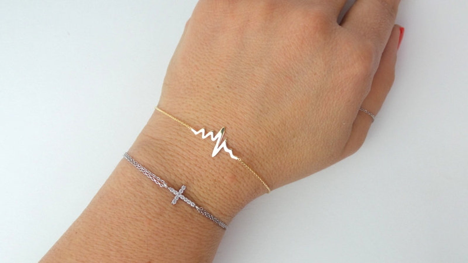 Heartbeat Bracelet / 14k Gold Heartbeat Bracelet / EKG Etsy