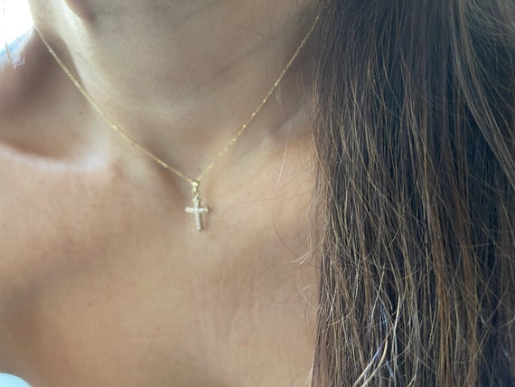 Collana Uomo Donna Con Croce In Oro 14K – Catana Miami Cuban 56-71 Cm – Regalo Unisex