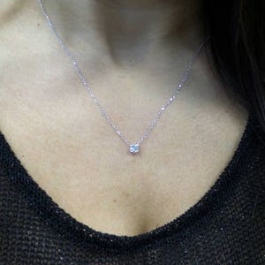Diamond Necklace / 14k Gold Diamond Necklace 0.25CT / Prong Set Diamond Solitaire Necklace / Dainty Diamond / Floating Diamond Necklace image 9
