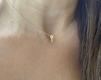 Key Necklace / 14k Gold Key Necklace / Mini Key Necklace / Girlfriend Gift