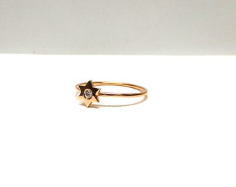 Star of David Ring / 14k Gold Star of David Diamond Ring / Diamond Star of David / Dainty Star of David Ring / Gold Star of David Ring