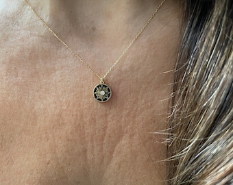 Sun Necklace / Eternal Sun Necklace / 14k Solid Gold Diamond Sun Necklace