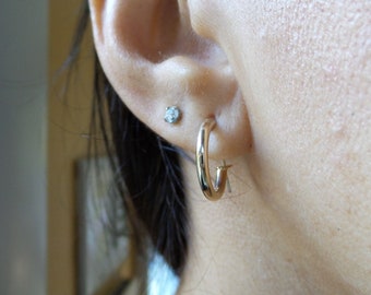 Hoop Earrings / 14k Gold Hoop Earrings 1/2 inch / Gold Round Hoop Earrings / 14K Gold Hoop Earrings / Everyday Gold Hoop Earrings