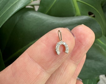 Horseshoe Pendant / Diamond Horseshoe Pendant / 14k Gold Horseshoe Pendant / Mini Horseshoe / Gold Horseshoe / Good Luck Charm/ Birthday