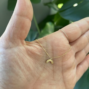 14k Solid Gold Rainbow Pride Necklace: Handmade Lightweight Jewelry