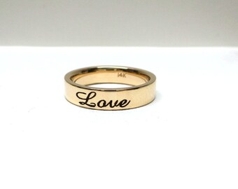 14k Gold Band / 14k Solid Gold Ring / Love Ring /  Engravable Gold Ring / Simple Gold Band / Gold Wedding Ring