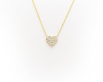 Small Diamond Heart Necklace 0.15ct / 14k Gold Petite Diamond Heart Necklace / Valentines Diamond Heart Necklace / Love Heart Mothers Day