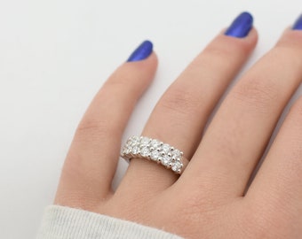 1.26ct Diamant Ehering: 14k Gold Double Layer Stackable Band