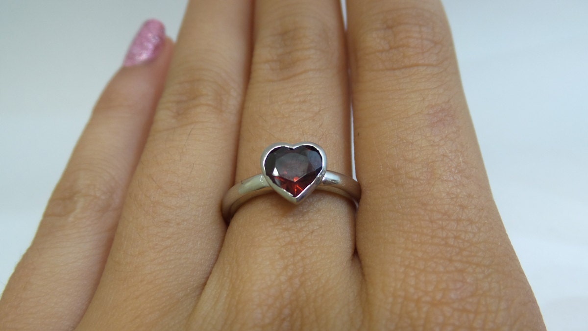 Pink Heart Sterling Silver Ring