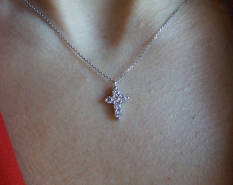 Diamond Cross Necklace 0.50CT / 14k White Gold Diamond Cross 0.50ct  / Gold Diamond Cross / Communion / Confirmation / Confirmation / Cross