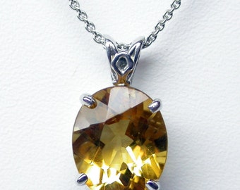 Yellow Citrine Necklace Sterling Silver/ Genuine Yellow Citrine Necklace/ November Birthstone/ Genuine Gemstone Necklace/ Oval YellowCitrine