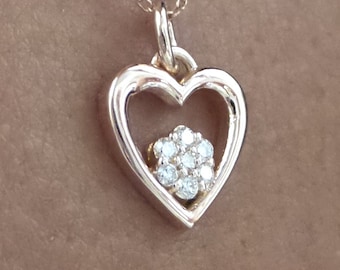 Diamond Heart Necklace / 14k Rose Gold Diamond Heart Necklace / Solid Rose Gold Heart Necklace / Dainty Heart Necklace / Heart Pendant