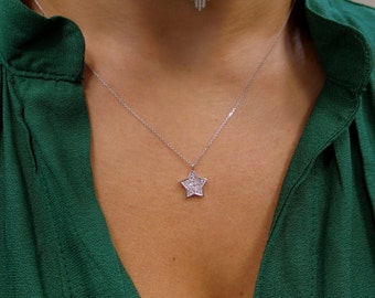 Star Necklace/ Gold Star Necklace/ Diamond Star Necklace/ 14k Gold Star Necklace/ Tiny Star/ Dainty Star/ Charm Necklace/ Gift Idea/Goldstar