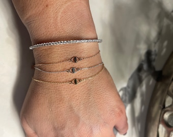 Small Evil Eye Bracelet / 14k Solid Gold Small Evil Eye Bracelet / Petite Gold Evil Eye Bracelet / Dainty Layering Evil Eye