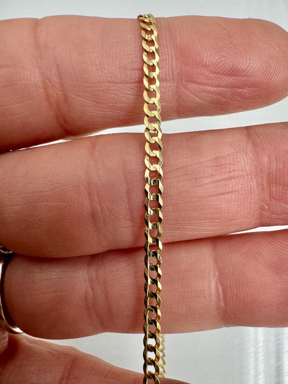 14 Karat Massiv Gelbgold Miami Kubanische Bordstein Gliedkette 24