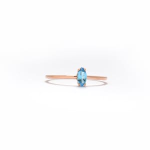 Swiss Blue Topaz Marquise Ring / 14k Gold Swiss Blue Topaz Ring / Swiss Blue Topaz Solitaire Ring / December Birthstone Ring