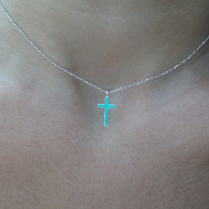 Handmade 14k Solid Gold Green Enamel Cross Necklace