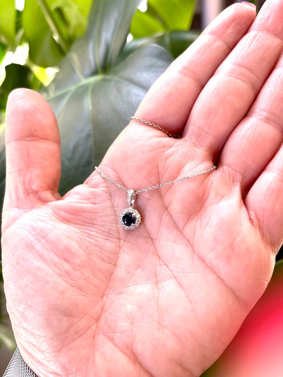 Sapphire Diamond Necklace 14K Gold Diamond Sapphire Necklace Bridal Diamond Sapphire Necklace Gemstone Diamond Necklace Etsy