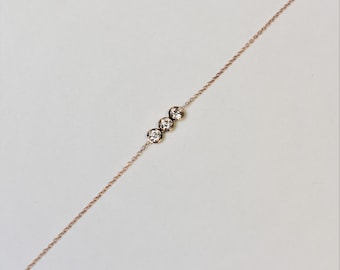 Diamond Bracelet 0.30CTS / Diamond Bezel Bracelet / 14k Rose Gold Diamond Bracelet / Bridal Diamond Bracelet / Dainty Diamond Bracelet